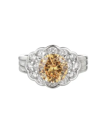 A&M Silver-Tone Orange Flower Cluster Ring - Silver