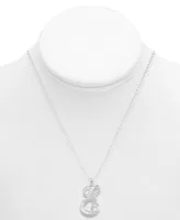 Diamond E Initial 18" Pendant Necklace (1/10 ct. t.w.) in Sterling Silver