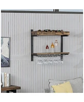 Alaterre Furniture Pomona Wall Shelving with Wine Storage