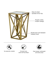 Burke Gold Angular Mirror Top Drum Table