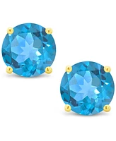 Swiss Blue Topaz (1-1/8 ct. t.w.) Stud Earrings in 14K White or Yellow Gold