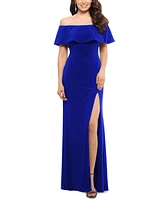 X by Xscape Ruffled Off-The-Shoulder Gown