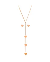 Steeltime Ladies 18K Rose Gold Plated Stainless Steel Heart Design Drop Necklace Set, 2 Piece