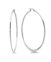 Steeltime Stainless Steel Hoop Earrings - Silver