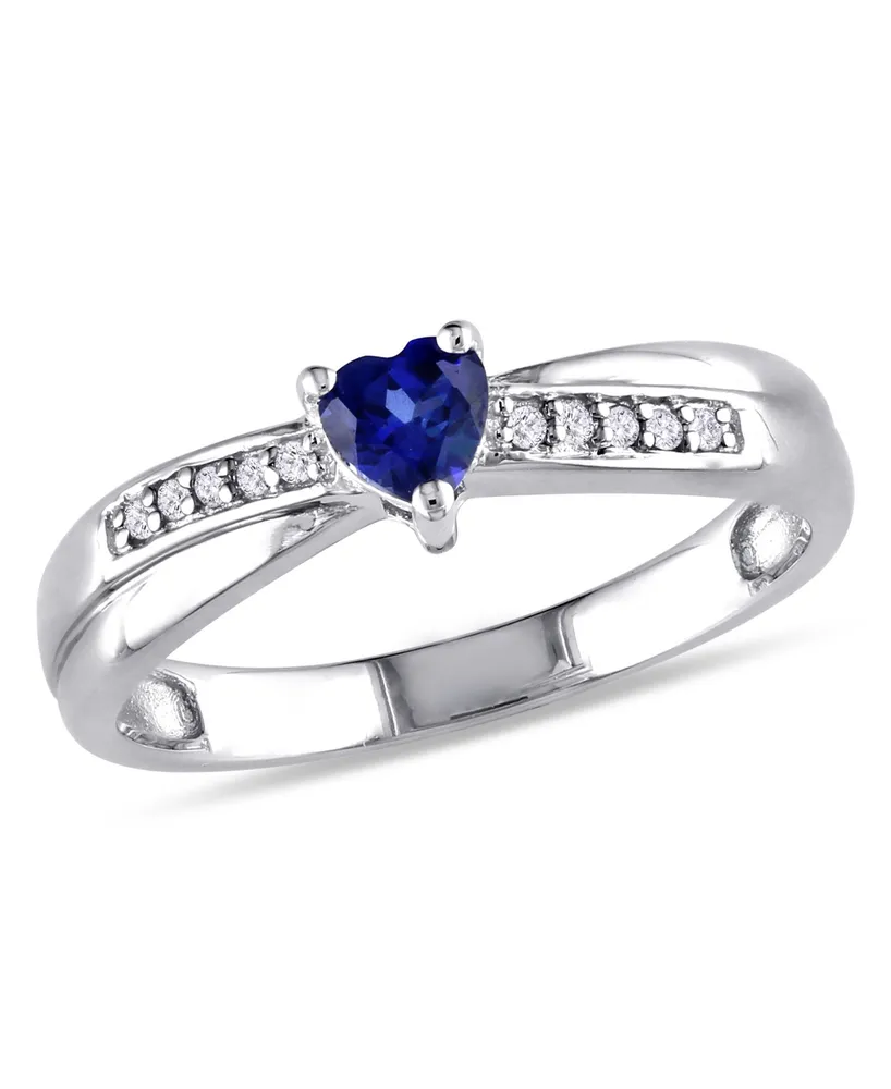 Lab-Grown Sapphire (1/4 ct. t.w.) and Diamond Accent Heart Ring Sterling Silver