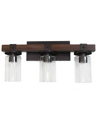 Elegant Designs Industrial Rustic Lantern Restored Wood Look 3 Light Bath Vanity