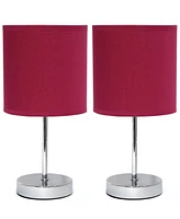 Simple Designs Chrome Mini Basic Table Lamp with Fabric Shade 2 Pack Set