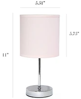 Simple Designs Chrome Mini Basic Table Lamp with Fabric Shade