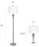 Elegant Designs Tapered 3 Pack Lamp Set 2 Table Lamps, 1 Floor Lamp with White Shades