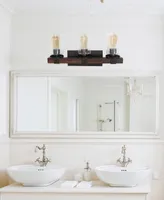 Elegant Designs Industrial Rustic Lantern Restored Wood Look 3 Light Bath Vanity