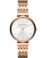 A|X Armani Exchange Women's Zoe Rose Gold-Tone Stainless Steel Bracelet Watch 36mm