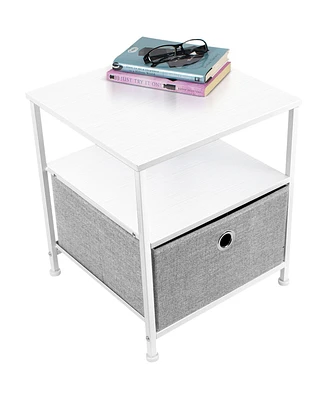 Sorbus 1 Drawers Nightstand with Shelf - Steel Frame, Wood Top & Easy Pull Fabric Bins Perfect for Home, Bedroom, Office College Dorm