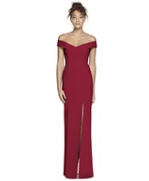 Dessy Collection Women's Off-the-Shoulder Criss Cross Back Trumpet Gown