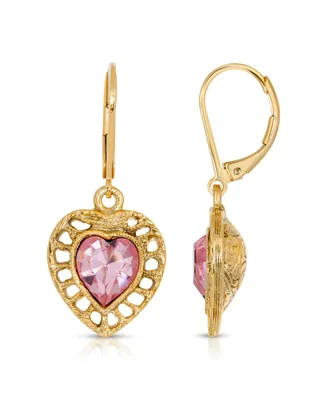 2028 14K Gold-tone Crystal Heart Drop Earrings