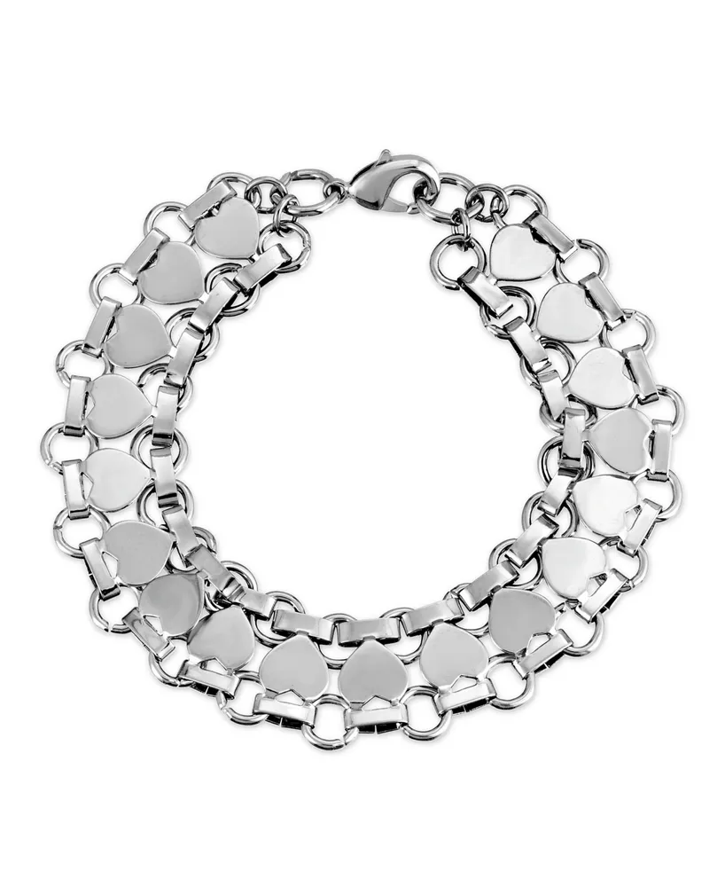 2028 Silver Tone Heart Link Bracelet - Silver
