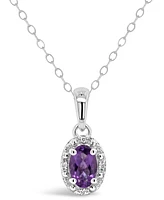 Gemstone and Diamond Accent Pendant Necklace Sterling Silver