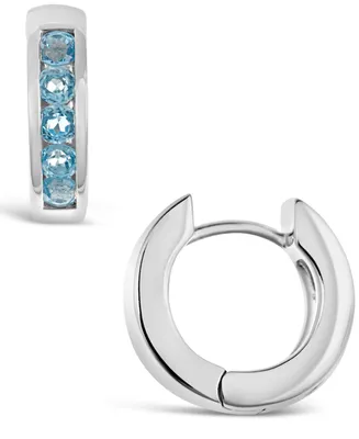 Swiss Blue Topaz (9/10 ct. t.w.) Huggie Hoop Earrings Sterling Silver (Also Available Citrine or Amethyst)