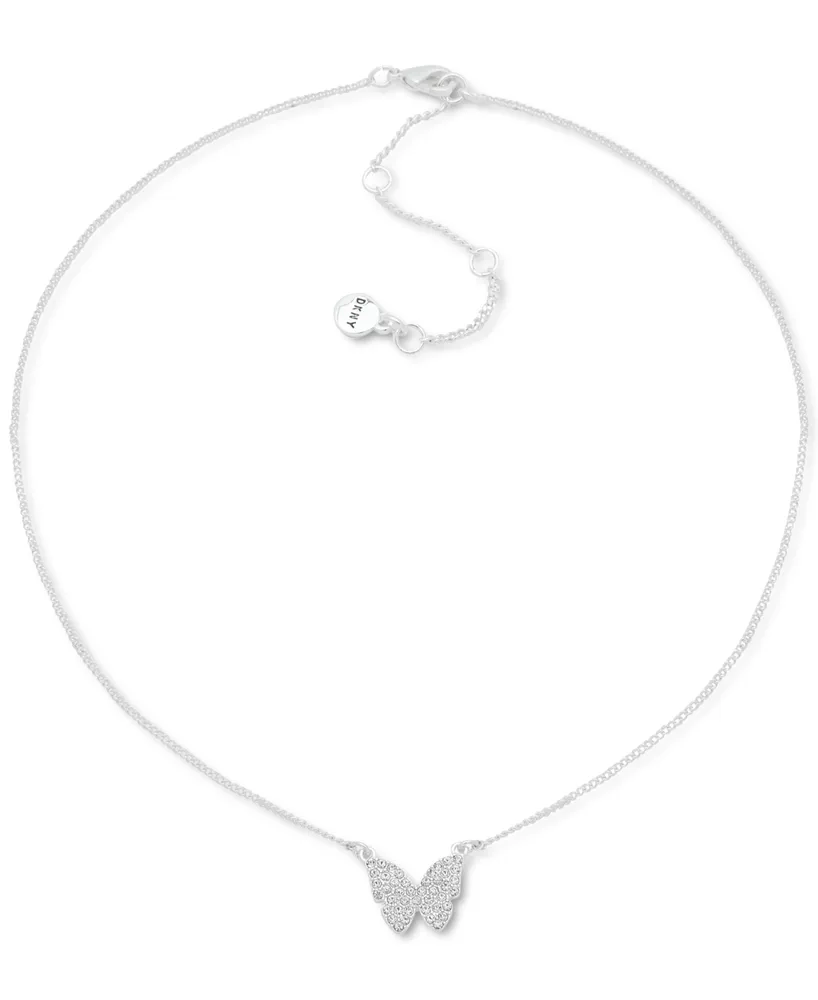 Dkny Pave Butterfly Pendant Necklace, 16" + 3" extender