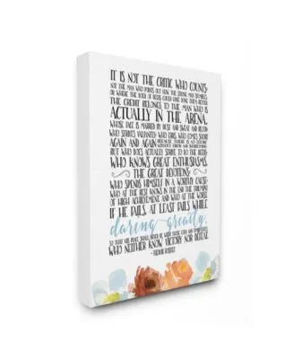 Stupell Industries It Is Not The Critic Who Counts Roosevelt Floral Quote Collection