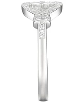 Diamond Heart & Key Ring (1/6 ct. t.w.) in Sterling Silver