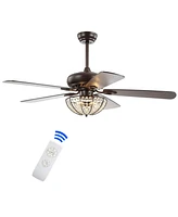 Joanna 52" 3-Light Bronze Crystal Led Ceiling Fan with Remote