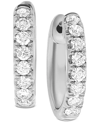 Diamond (1/2 ct. t.w.) Small Hoop Earrings 14k White Gold or Gold, 1/2"