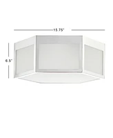 Moderno 15.75" Hexagon, Frosted Glass Led Flush Mount