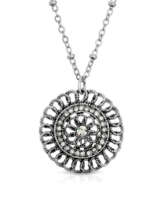 2028 Silver-Tone Crystal Pendant Necklace