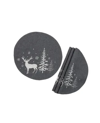 Manor Luxe Deer In Snowing Forest Double Layer Round Christmas Placemat