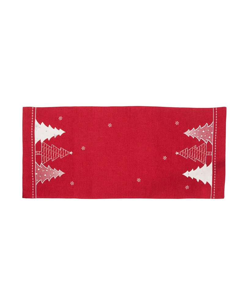 Manor Luxe Lovely Christmas Tree Embroidered Double Layer Table Runner