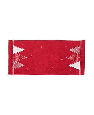 Manor Luxe Lovely Christmas Tree Embroidered Double Layer Table Runner