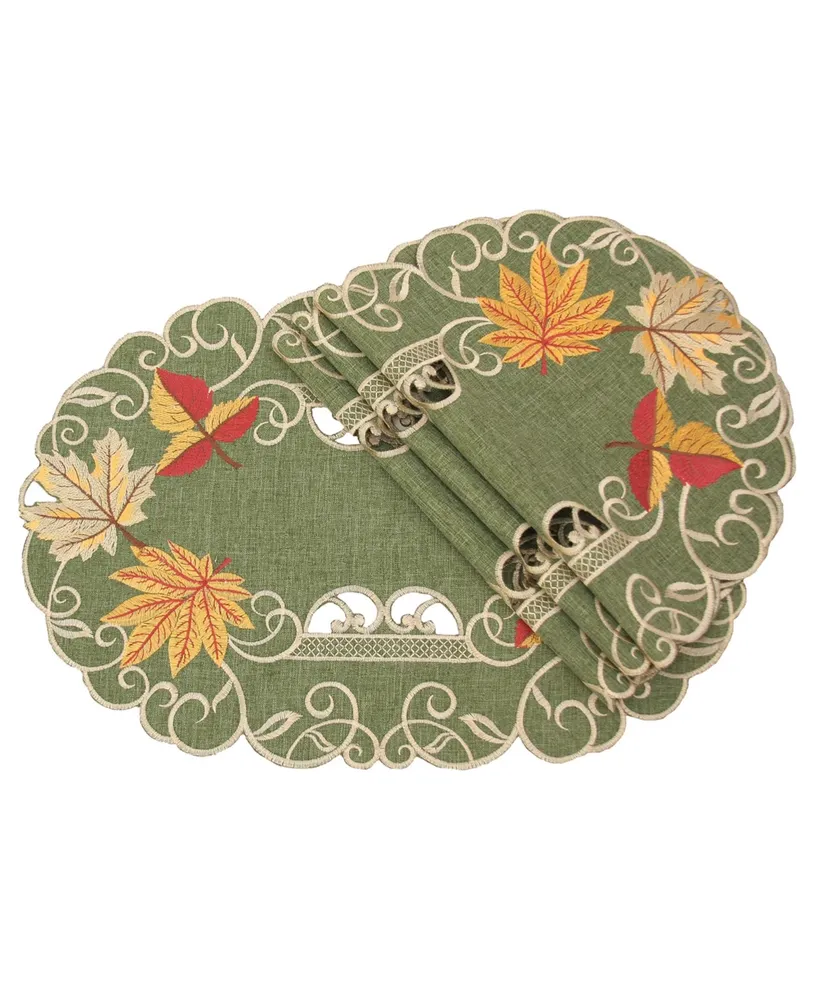 Manor Luxe Delicate Leaves Embroidered Cutwork Fall Placemats - Set of 4