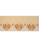 Manor Luxe Moisson Leaf Embroidered Cutwork Fall Window Treatment - Window Scarf