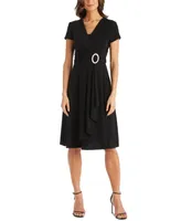 R&M Richards Short-Sleeve Faux-Wrap Dress