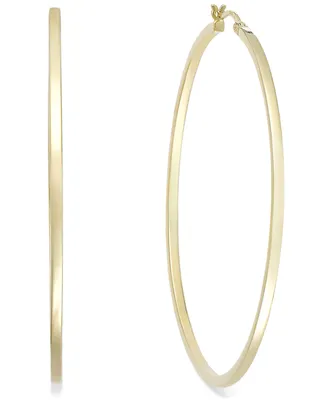 Square Tube Hoop Earrings 14k Gold Vermeil, 60mm (Also Sterling Silver)