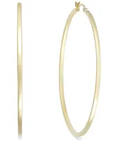 Square Tube Hoop Earrings 14k Gold Vermeil, 60mm (Also Sterling Silver)