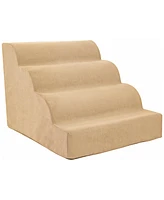 Home Base Pet Stairs, 4-Step Dog Steps for Bed and Couch, Soft Ramp Cats Dogs, High Density Foam Scalloped Design