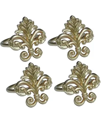 Manor Luxe Fleur De Lis Elegant Metal Napkin Rings, Set of 4