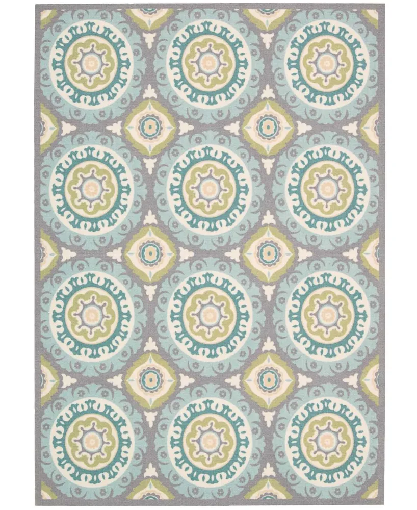 Long Street Looms Shady Brights SHA16 Jade 4'3" x 6'3" Outdoor Area Rug