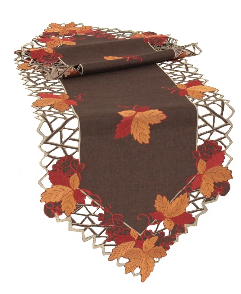 Manor Luxe Harvest Hues Embroidered Cutwork Fall Table Runner
