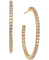 Ava Nadri Medium Cubic Zirconia In & Out Hoop Earrings, 1.125"