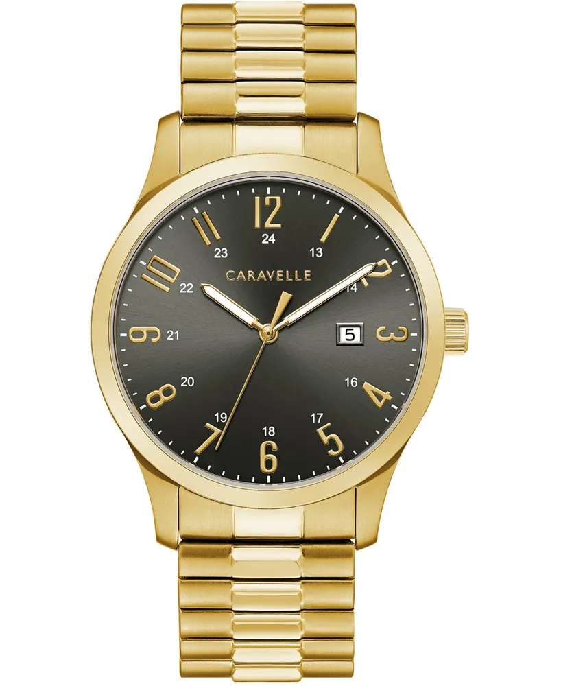 Caravelle Men's Gold-Tone Stainless Steel Expansion Bracelet Watch 40.2mm