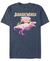 Fifth Sun Jurassic World Men's Neon Purple Yellow T-Rex Short Sleeve T-Shirt