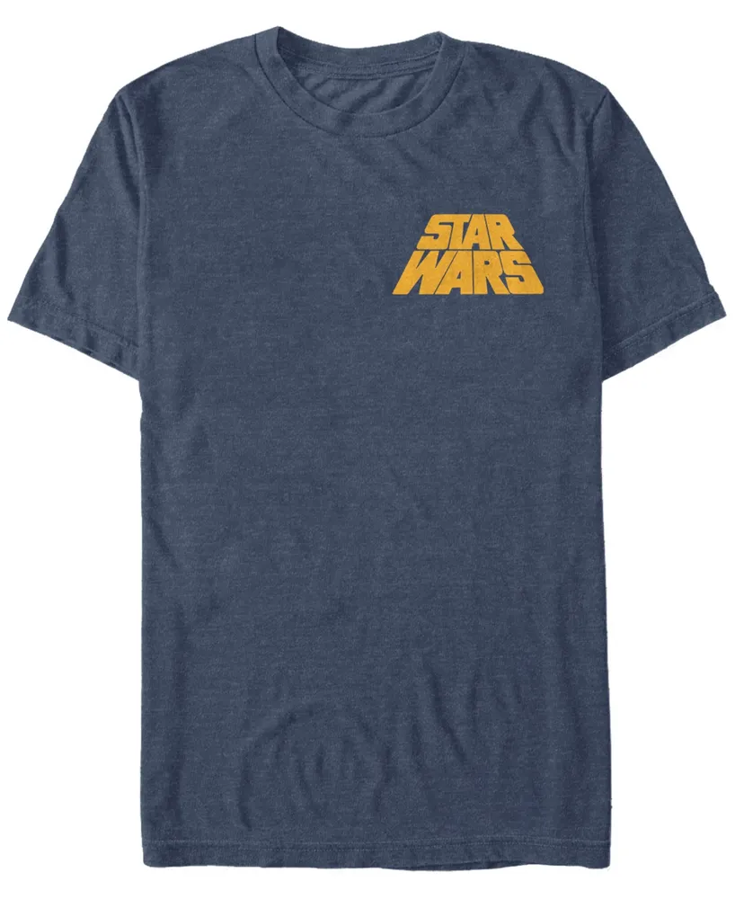 Fifth Sun Star Wars Men's Distressed Tilted Yellow Logo Short Sleeve T-Shirt