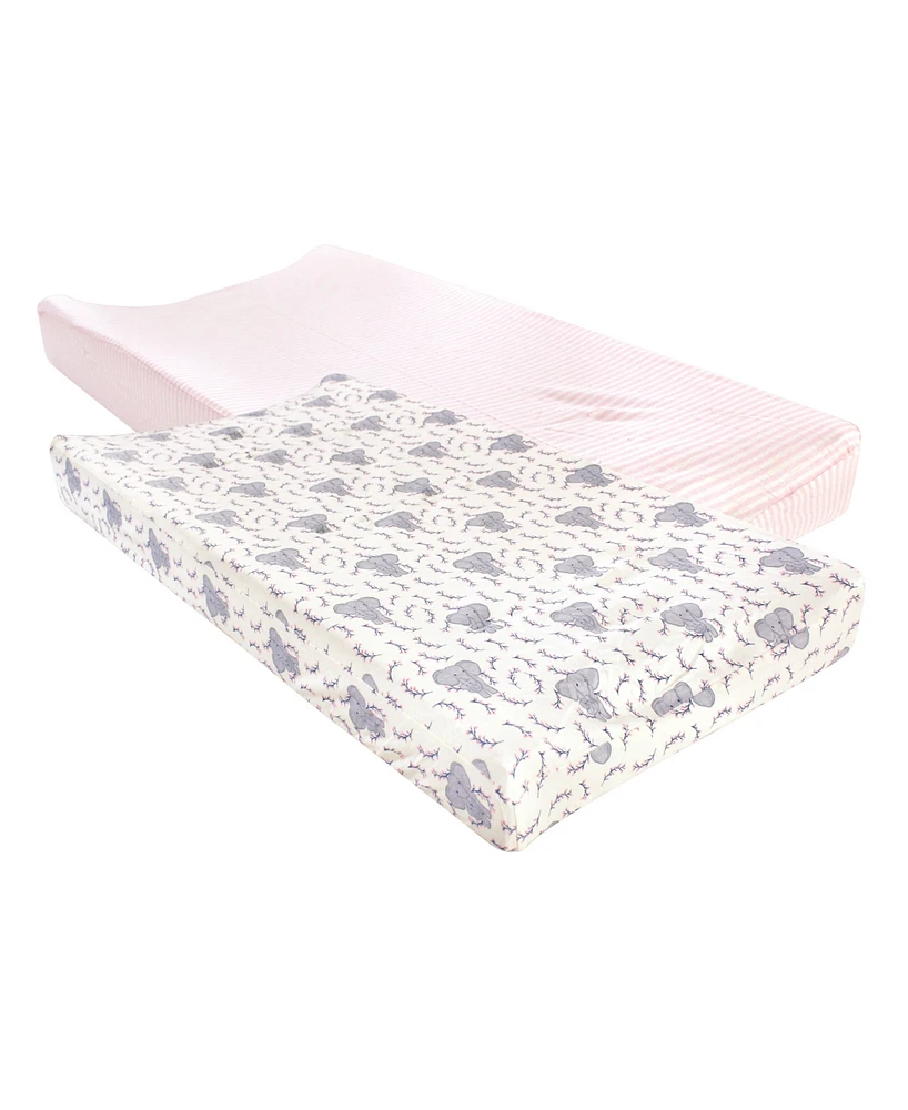 Touched by Nature Baby Girl Cotton Changing Pad Cover, Girl Elephant, One Size