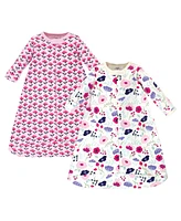 Touched by Nature Baby Girls Organic Cotton Long-Sleeve Wearable Sleeping Bag, Sack, Blanket, Pink Botanical, 0-3 Months