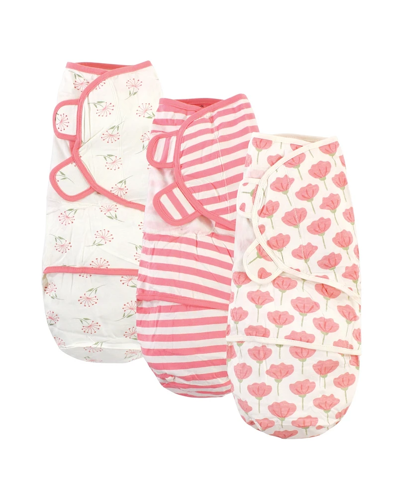 Touched by Nature Baby Girls Baby Organic Cotton Swaddle Wraps, Tulip, 0-3 Months