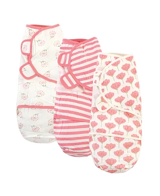 Touched by Nature Baby Girls Organic Cotton Swaddle Wraps, Tulip, 0-3 Months