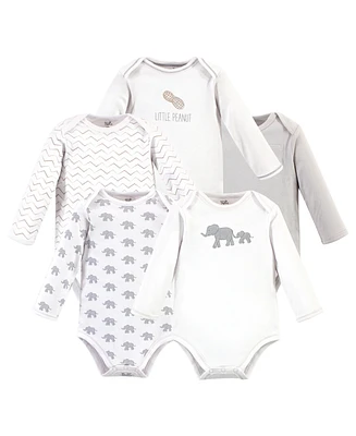 Touched by Nature Baby Girls and Boys Marching Elephant Long-Sleeve Bodysuits, Pack of 5