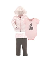 Yoga Sprout Baby Girls Cotton Hoodie, Bodysuit or Tee Top, and Pant